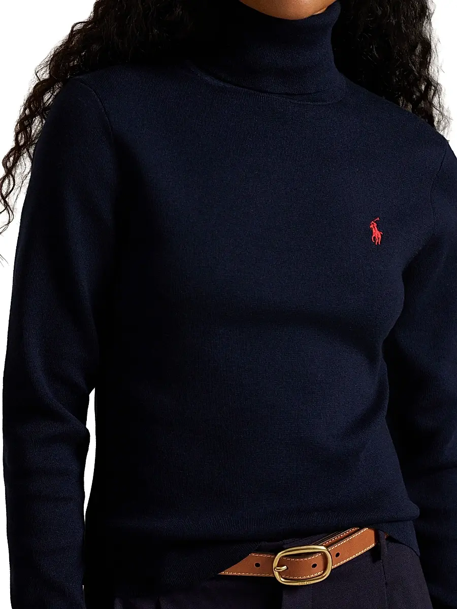 Polo Ralph Lauren Women's Logo Stretch Cotton-Blend Turtleneck Sweater | Thumbnail 4 Polo Ralph Lauren Women's Logo Stretch Cotton-Blend Turtleneck Sweater | Thumbnail 4