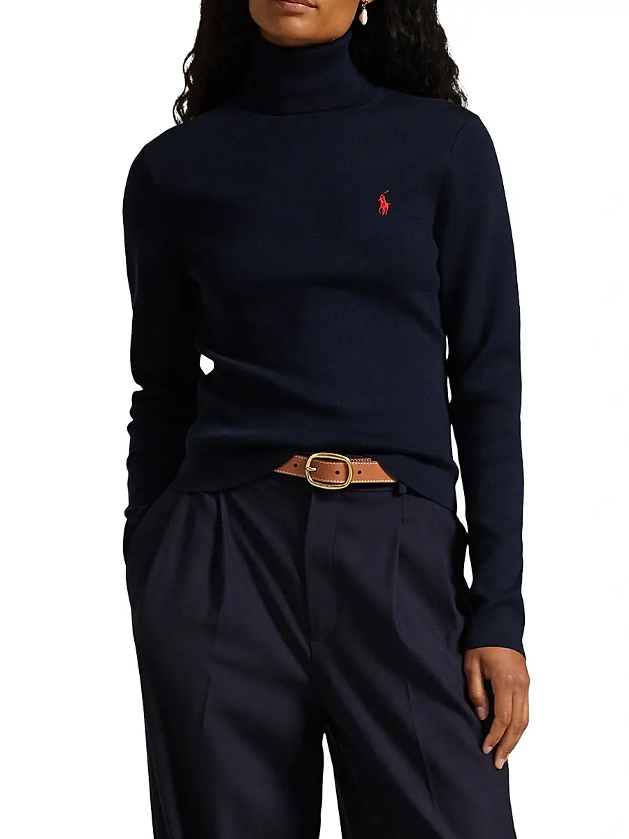 Polo Ralph Lauren Women's Logo Stretch Cotton-Blend Turtleneck Sweater | Thumbnail 5 Polo Ralph Lauren Women's Logo Stretch Cotton-Blend Turtleneck Sweater | Thumbnail 5