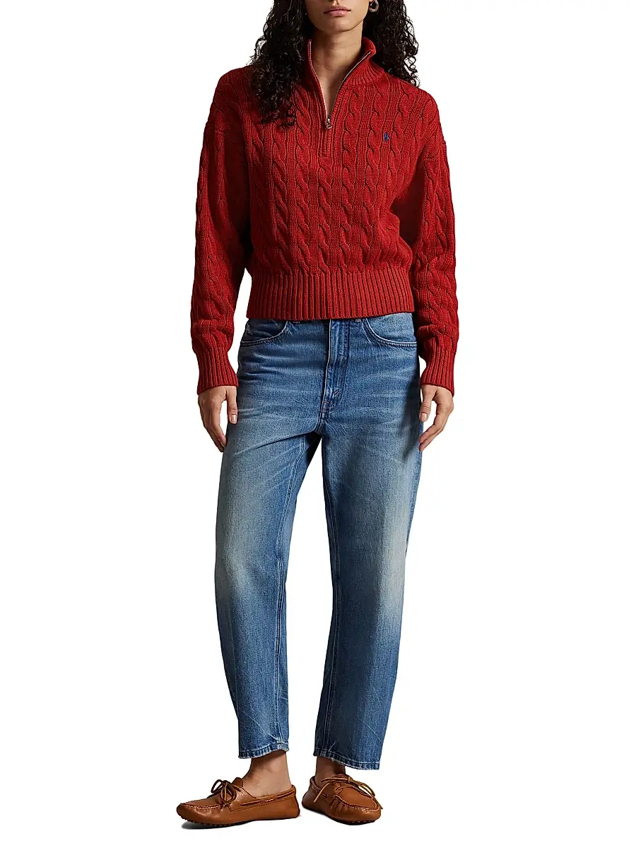 Polo Ralph Lauren Women's Cable-Knit Quarter-Zip Sweater | Thumbnail 2 Polo Ralph Lauren Women's Cable-Knit Quarter-Zip Sweater | Thumbnail 2