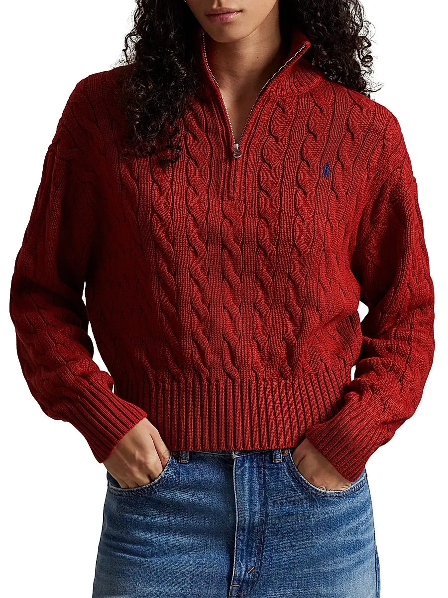 Polo Ralph Lauren Women's Cable-Knit Quarter-Zip Sweater | Thumbnail 3 Polo Ralph Lauren Women's Cable-Knit Quarter-Zip Sweater | Thumbnail 3
