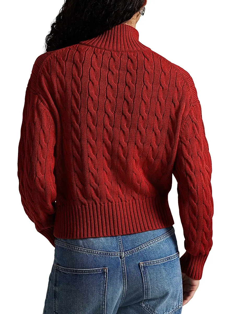 Polo Ralph Lauren Women's Cable-Knit Quarter-Zip Sweater | Thumbnail 4 Polo Ralph Lauren Women's Cable-Knit Quarter-Zip Sweater | Thumbnail 4