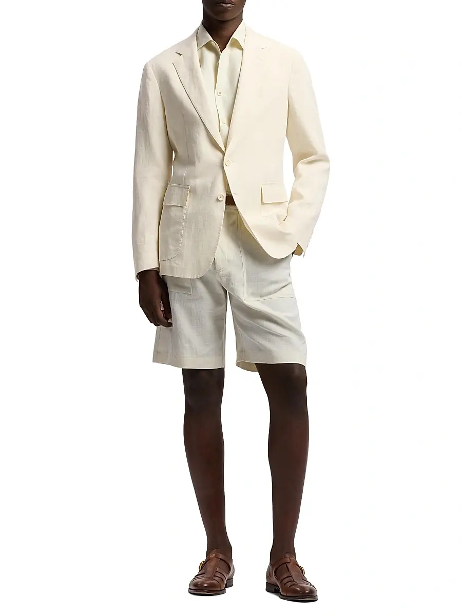 Ralph Lauren Purple Label Men's Hadley Hand-Tailored Linen Suit Jacket | Thumbnail 2
