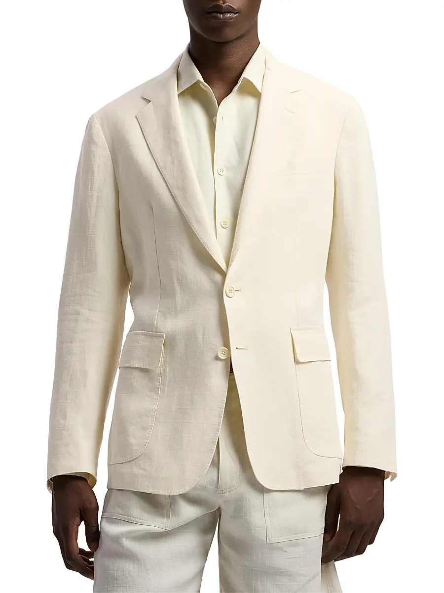 Ralph Lauren Purple Label Men's Hadley Hand-Tailored Linen Suit Jacket | Thumbnail 3
