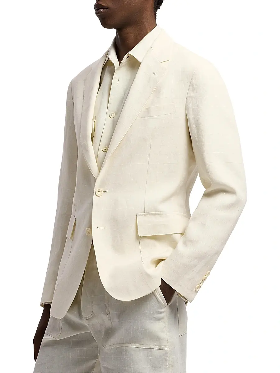 Ralph Lauren Purple Label Men's Hadley Hand-Tailored Linen Suit Jacket | Thumbnail 4