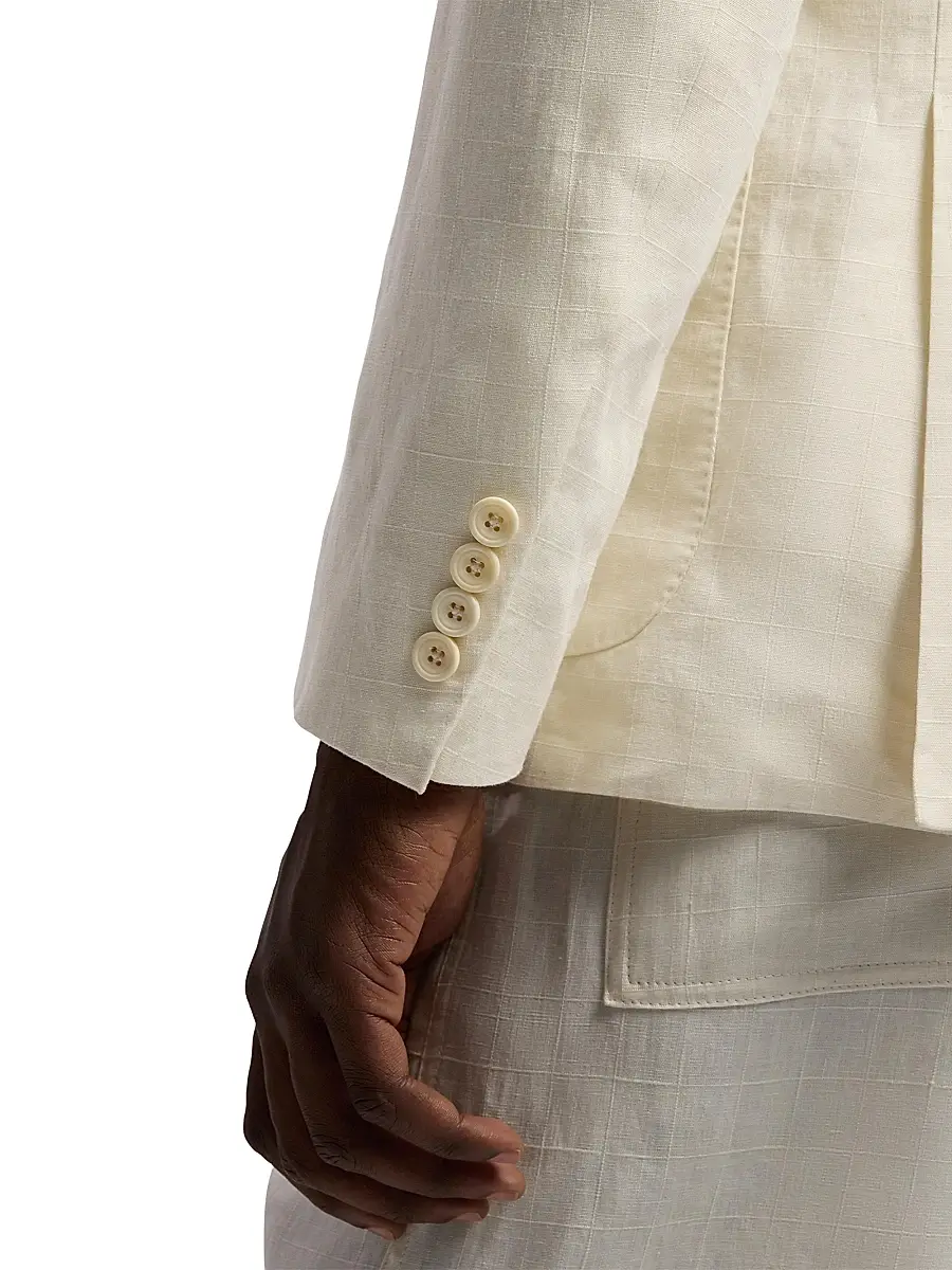 Ralph Lauren Purple Label Men's Hadley Hand-Tailored Linen Suit Jacket | Thumbnail 7