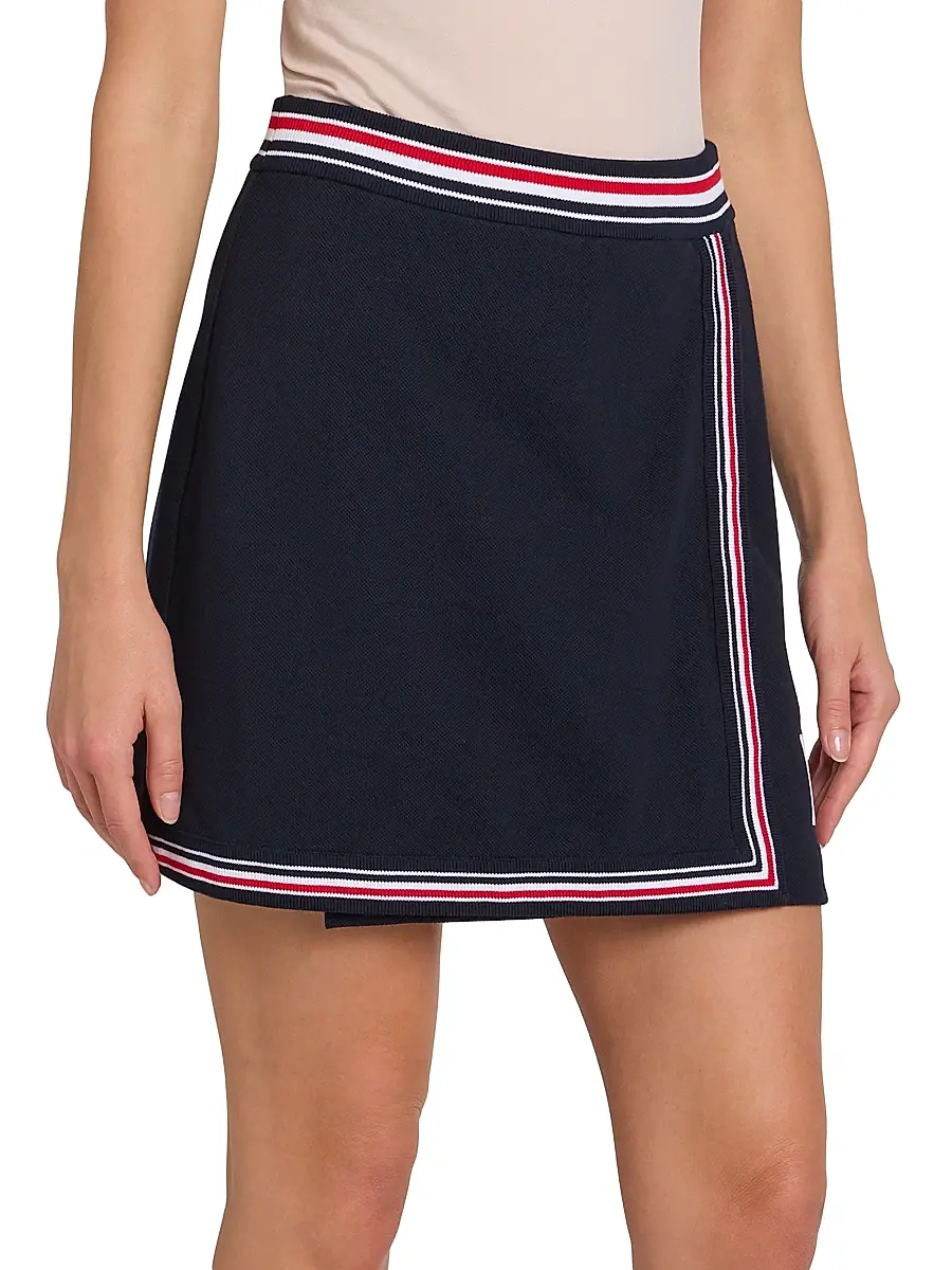 Thom Browne Women's Classic Piqué Stripe Wrap-Style Miniskirt | Thumbnail 4 Thom Browne Women's Classic Piqué Stripe Wrap-Style Miniskirt | Thumbnail 4