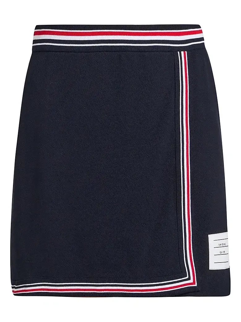 Women's Classic Piqué Stripe Wrap-Style Miniskirt Women's Classic Piqué Stripe Wrap-Style Miniskirt