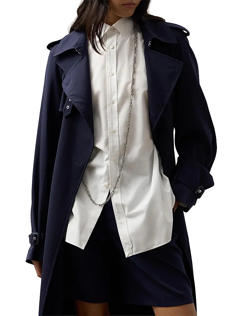 Ralph Lauren Collection Women's Alecia Belted Wool Longline Trench Coat - Icon Navy | Thumbnail 6 Ralph Lauren Collection Women's Alecia Belted Wool Longline Trench Coat - Icon Navy | Thumbnail 6