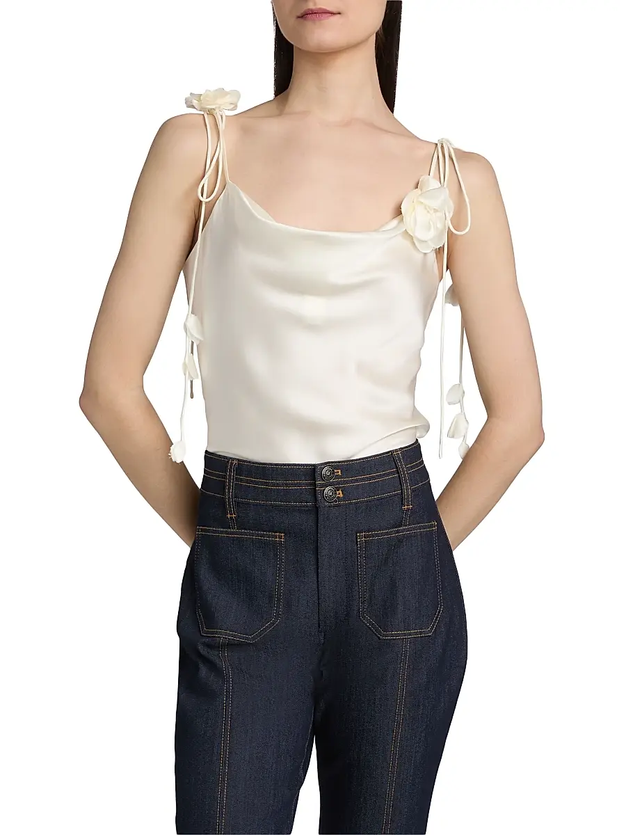 Cinq à Sept Women's Trailing Flower Marta Silk Cami | Thumbnail 3