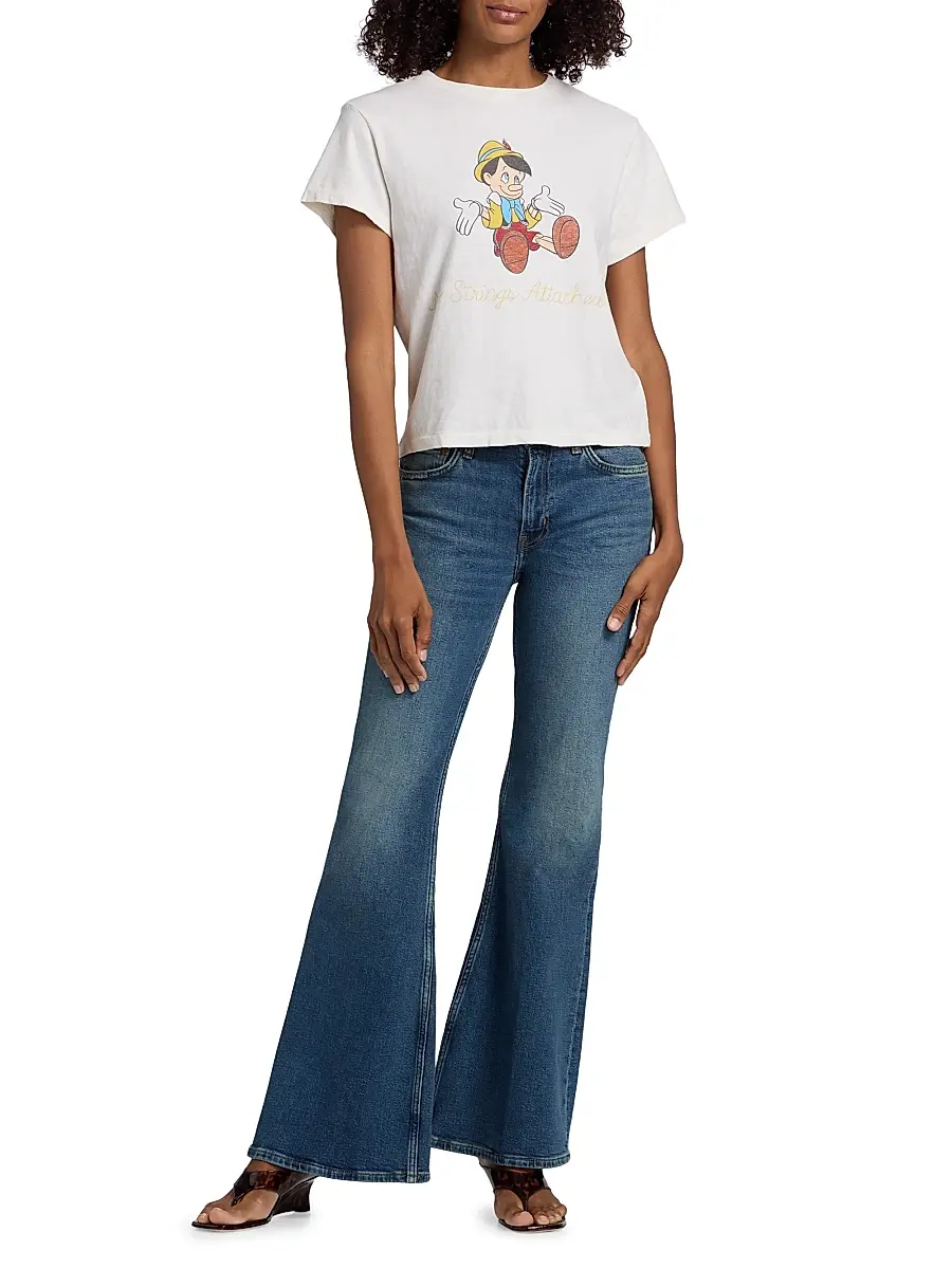 RE/DONE Women's Pinocchio Cotton-Blend Crewneck T-Shirt | Thumbnail 2 RE/DONE Women's Pinocchio Cotton-Blend Crewneck T-Shirt | Thumbnail 2