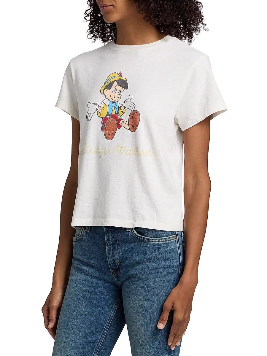 RE/DONE Women's Pinocchio Cotton-Blend Crewneck T-Shirt | Thumbnail 4 RE/DONE Women's Pinocchio Cotton-Blend Crewneck T-Shirt | Thumbnail 4