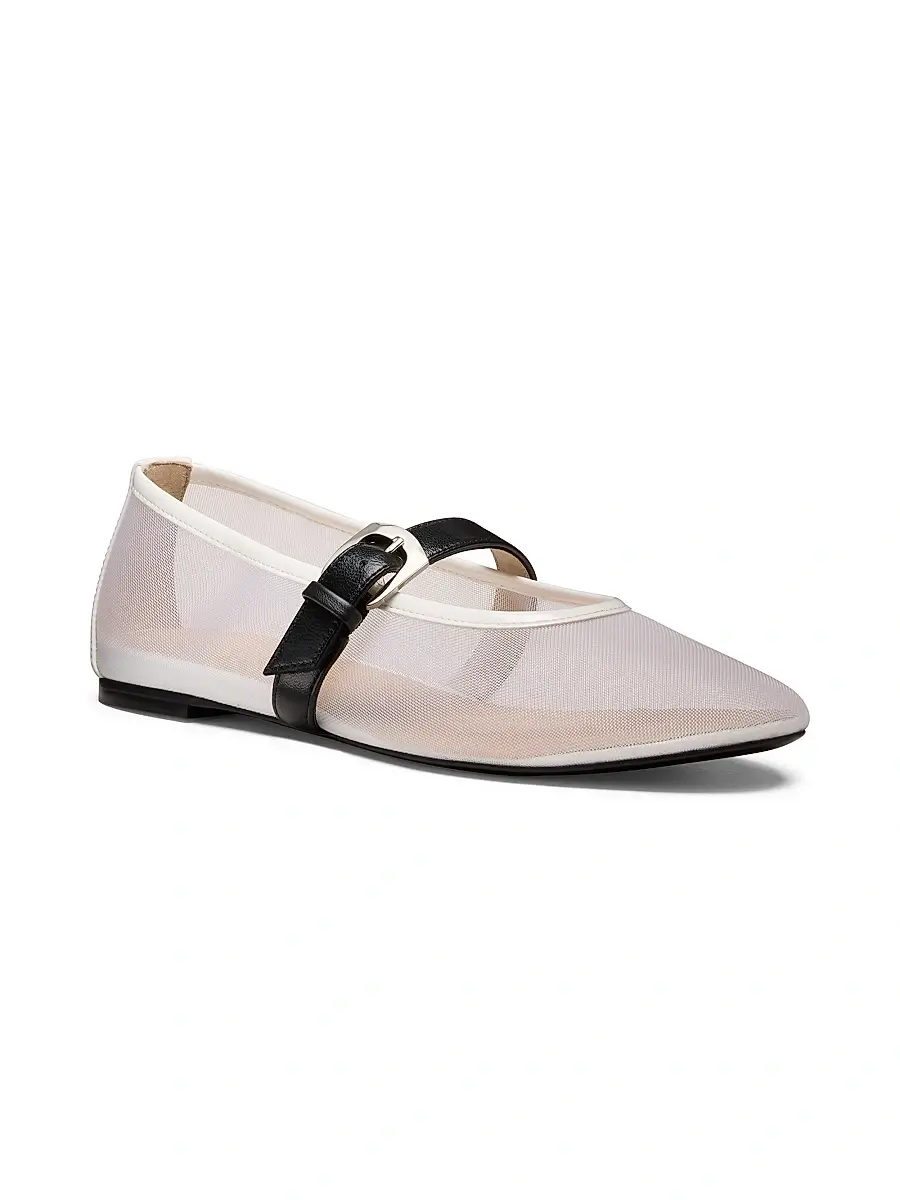 Stuart Weitzman Women's Sai Bareitall Mesh-Leather Mary Janes | Thumbnail 2 Stuart Weitzman Women's Sai Bareitall Mesh-Leather Mary Janes | Thumbnail 2