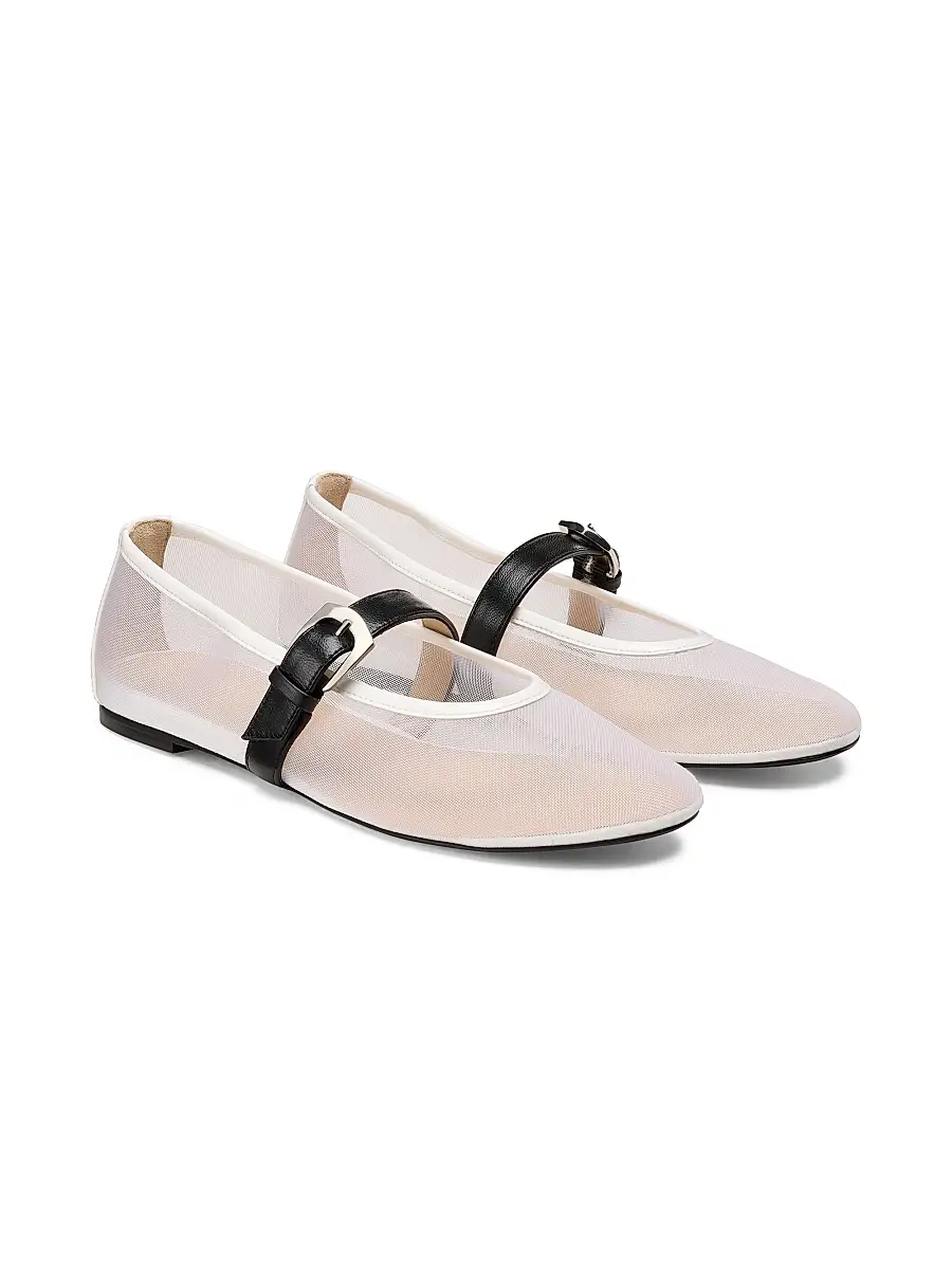 Stuart Weitzman Women's Sai Bareitall Mesh-Leather Mary Janes | Thumbnail 3 Stuart Weitzman Women's Sai Bareitall Mesh-Leather Mary Janes | Thumbnail 3