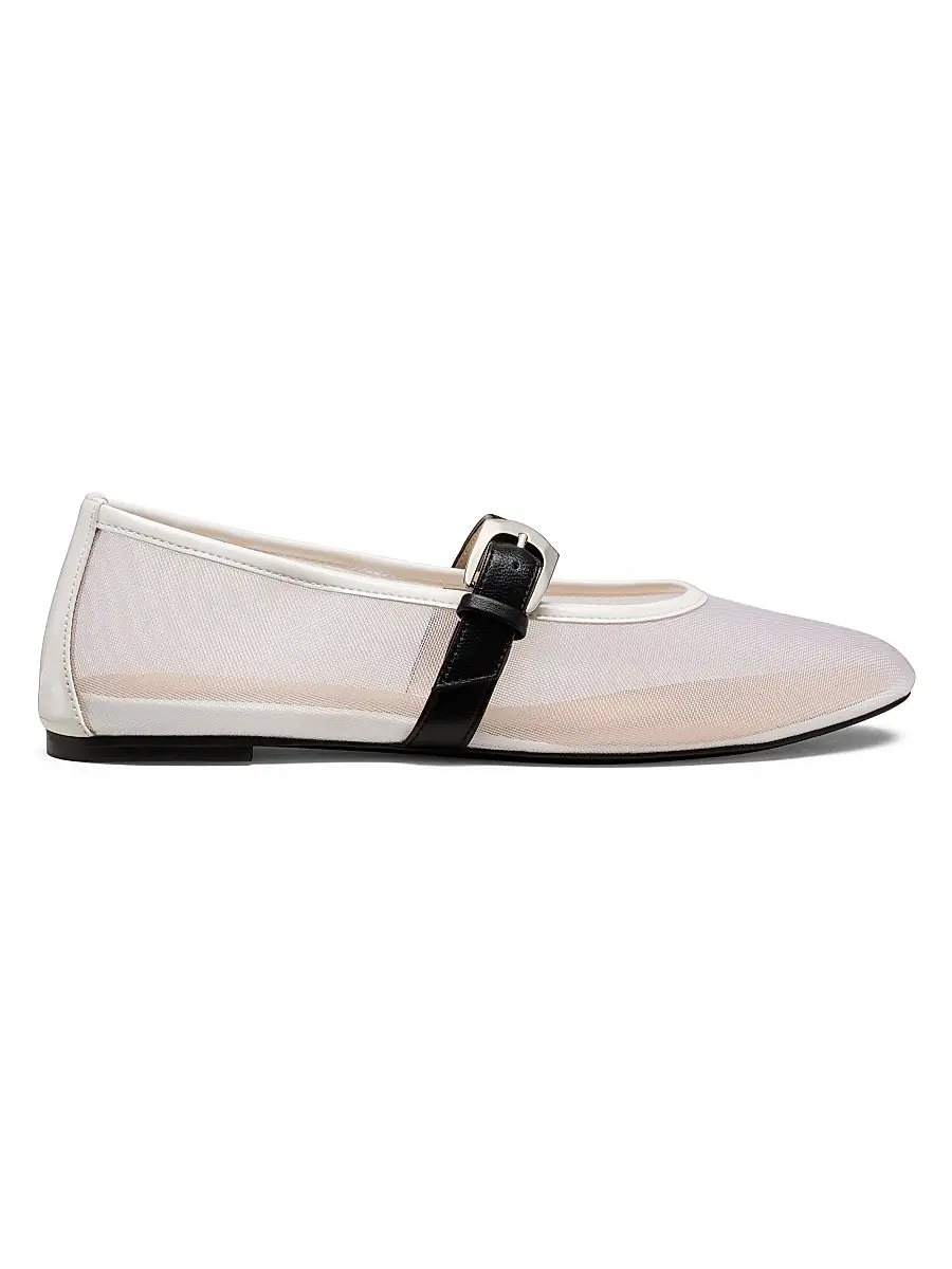 Stuart Weitzman Women's Sai Bareitall Mesh-Leather Mary Janes