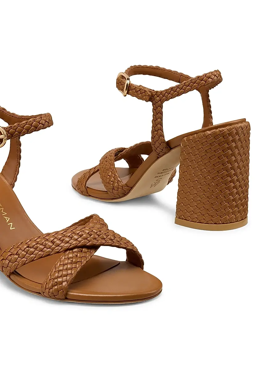 Stuart Weitzman Women's Alyssa 85MM Woven Leather Block-Heel Sandals | Thumbnail 4 Stuart Weitzman Women's Alyssa 85MM Woven Leather Block-Heel Sandals | Thumbnail 4