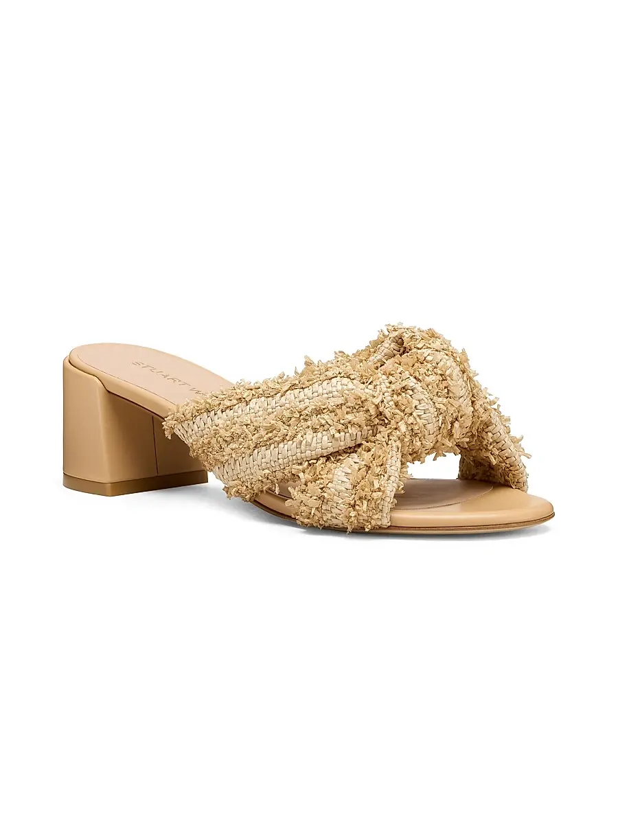 Stuart Weitzman Women's Soplaya 50MM Woven Block-Heel Slip-On Sandals | Thumbnail 2
