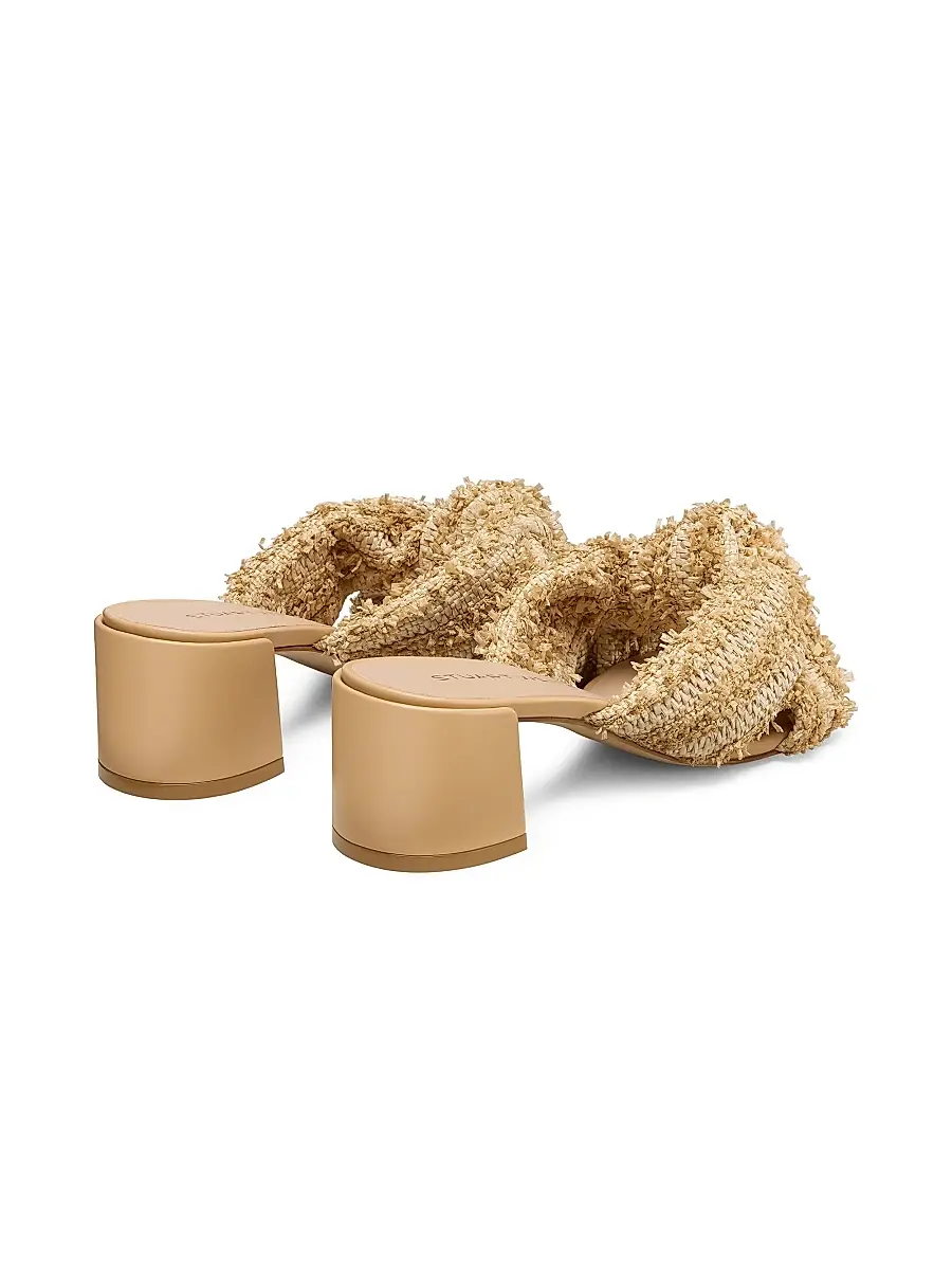 Stuart Weitzman Women's Soplaya 50MM Woven Block-Heel Slip-On Sandals | Thumbnail 3