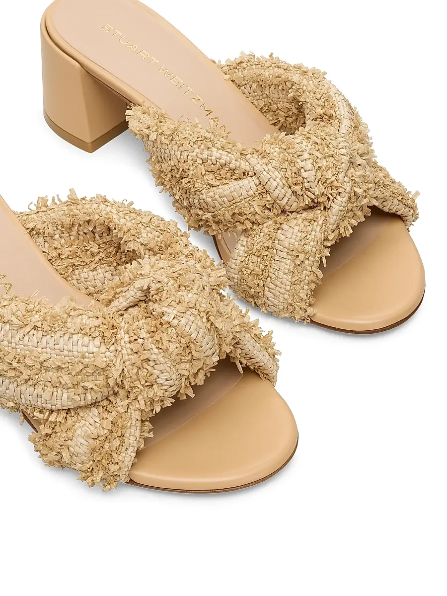 Stuart Weitzman Women's Soplaya 50MM Woven Block-Heel Slip-On Sandals | Thumbnail 4