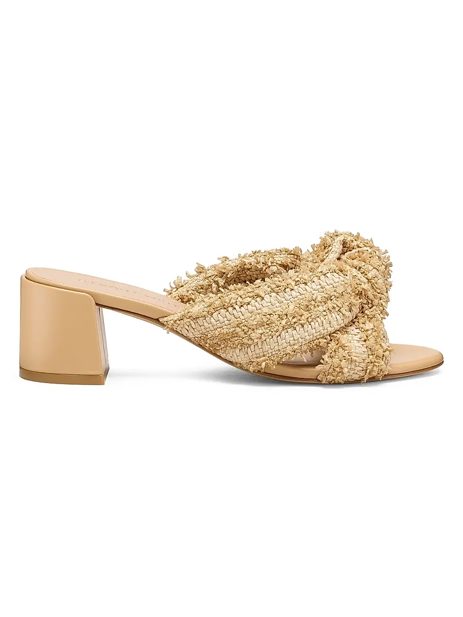 Stuart Weitzman Women's Soplaya 50MM Woven Block-Heel Slip-On Sandals - Natural | Image 1 Stuart Weitzman Women's Soplaya 50MM Woven Block-Heel Slip-On Sandals - Natural | Image 1