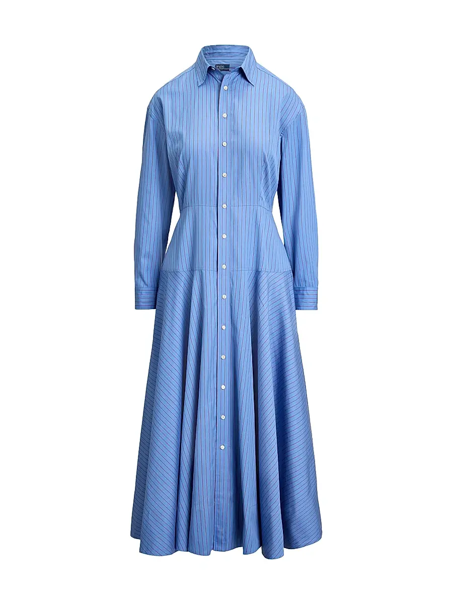 Polo Ralph Lauren Women's Verity Striped Cotton Shirtdress - Blue Red | Image 1 Polo Ralph Lauren Women's Verity Striped Cotton Shirtdress - Blue Red | Image 1