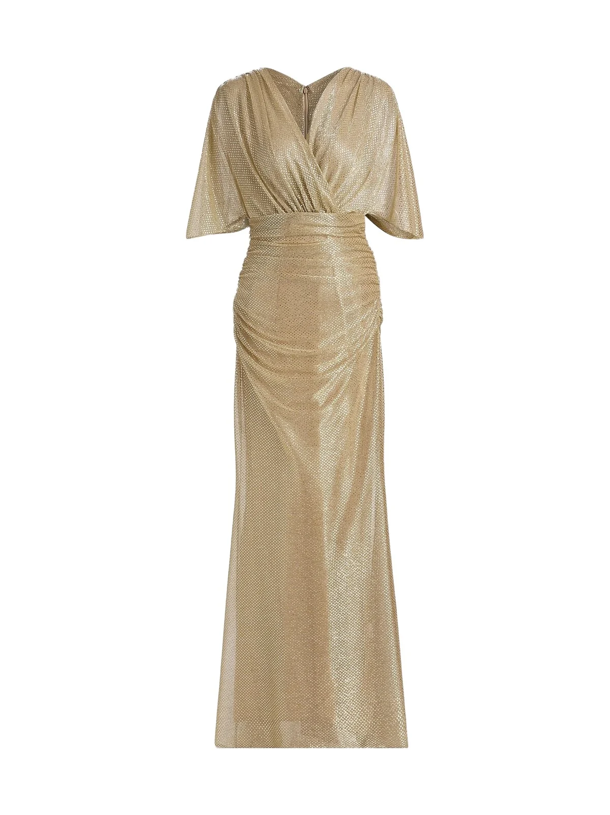 Women's Metallic Voile Capelet Mermaid Gown
