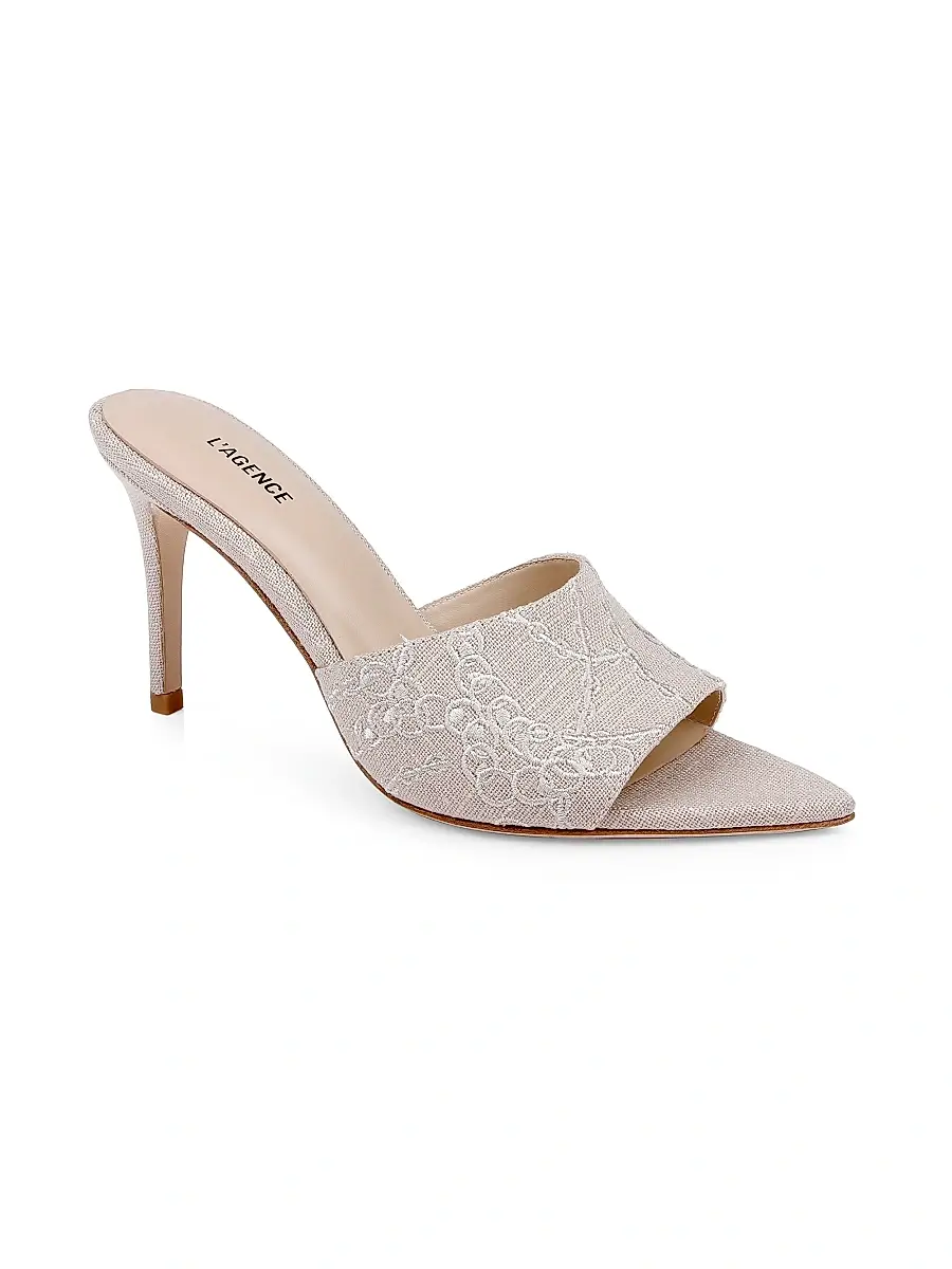 L'Agence Women's Lolita VII 90MM Linen Mules | Thumbnail 2
