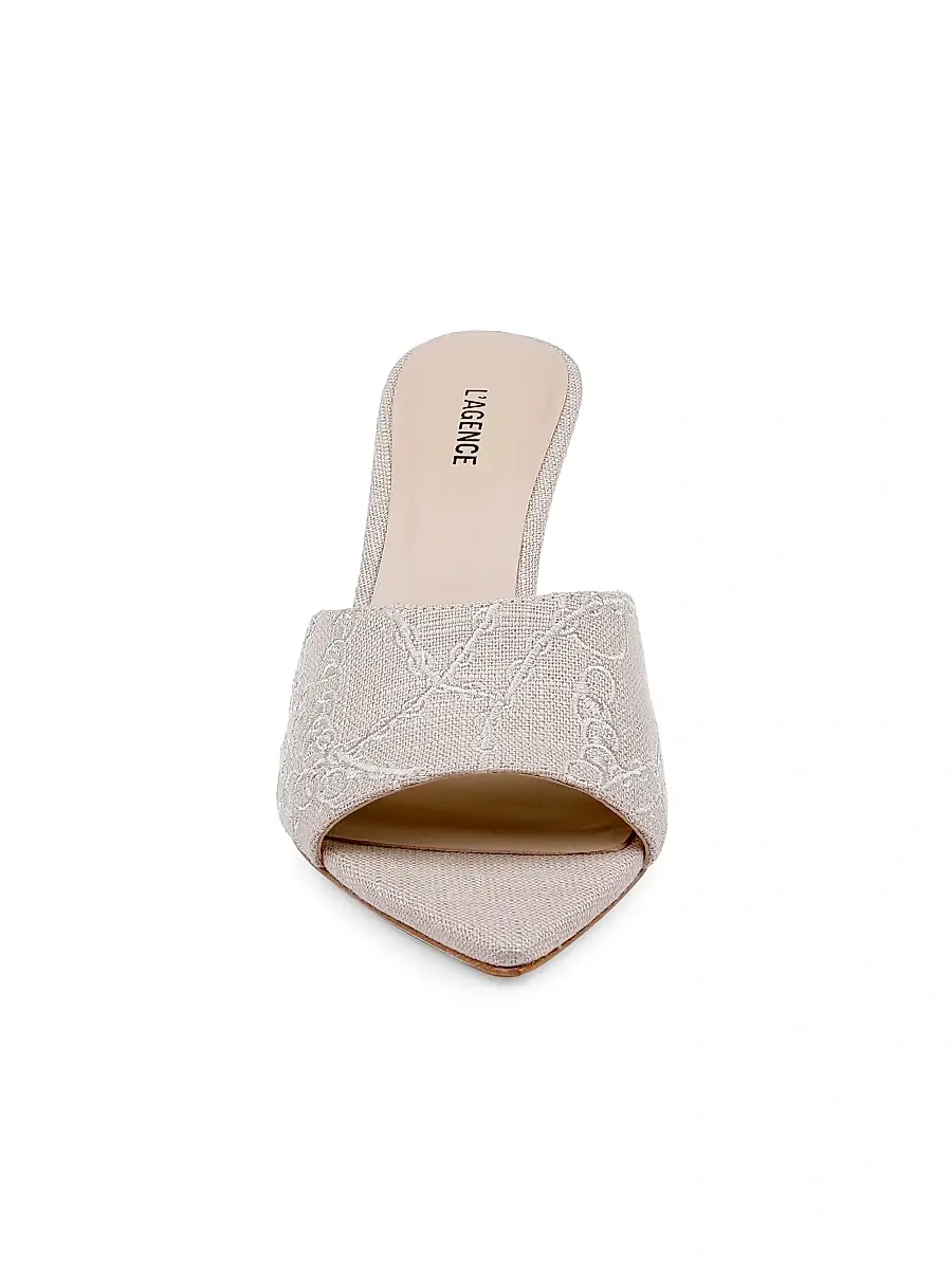 L'Agence Women's Lolita VII 90MM Linen Mules | Thumbnail 5