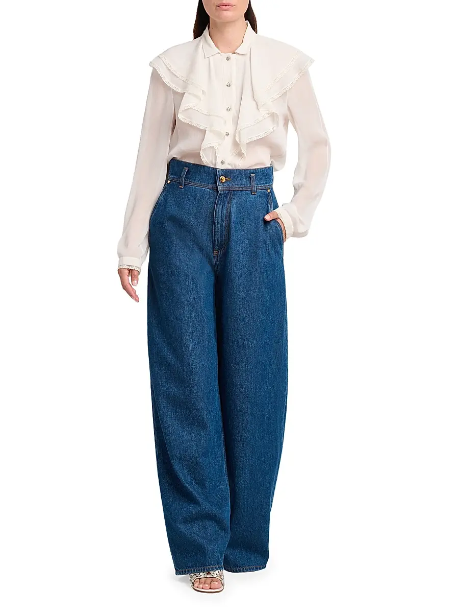 Alberta Ferretti Women's Ruffled Button-Front Blouse | Thumbnail 2