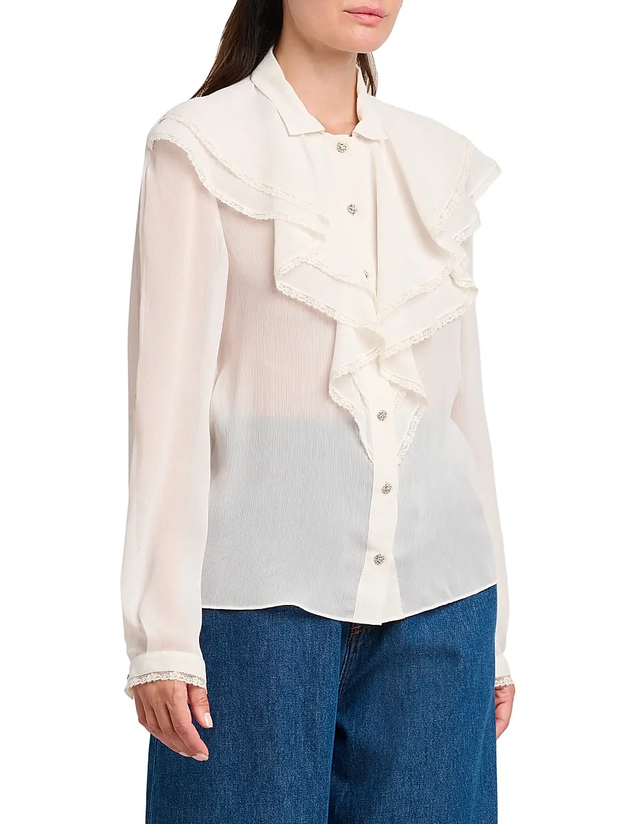 Alberta Ferretti Women's Ruffled Button-Front Blouse | Thumbnail 4
