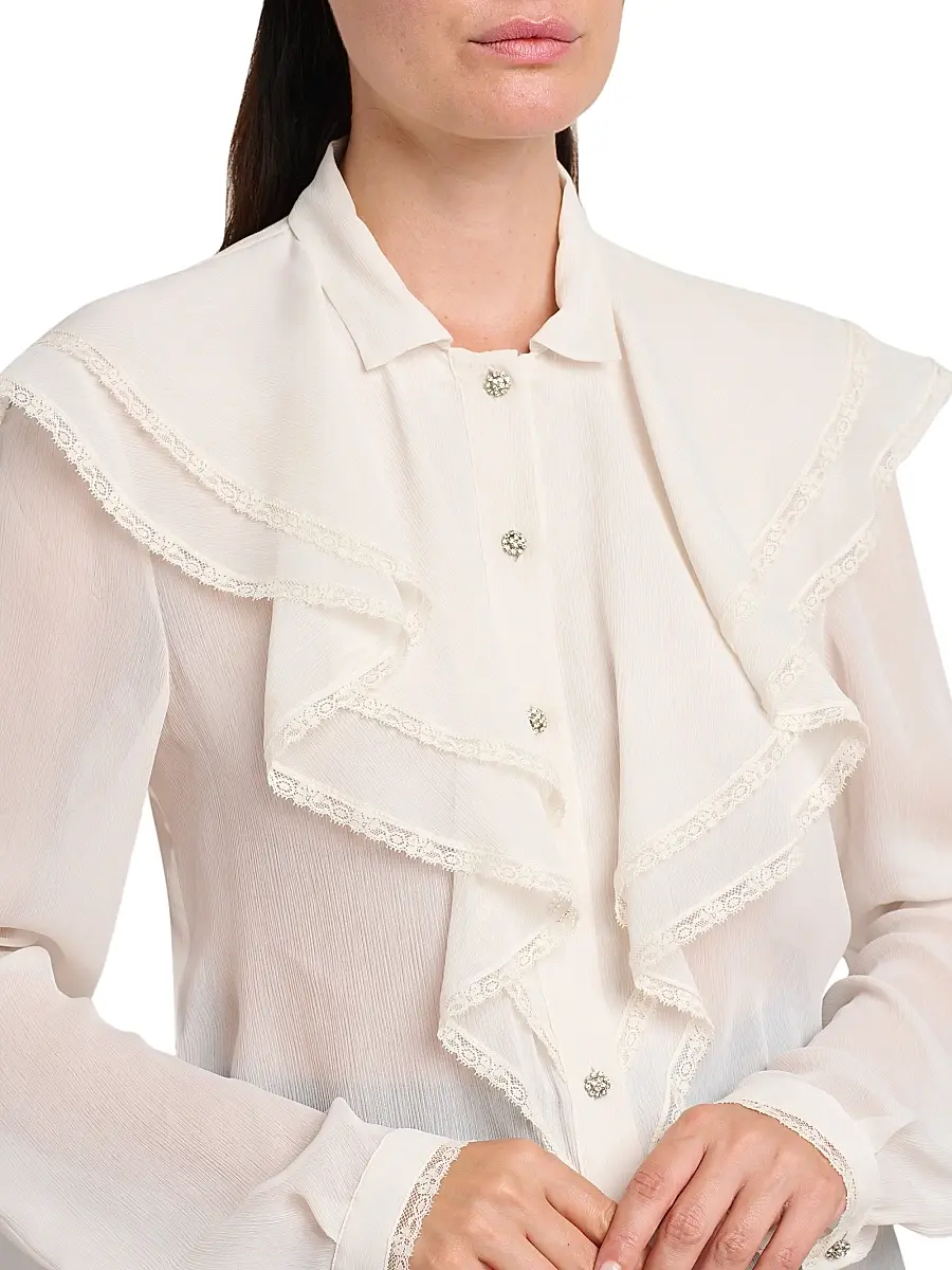 Alberta Ferretti Women's Ruffled Button-Front Blouse | Thumbnail 6