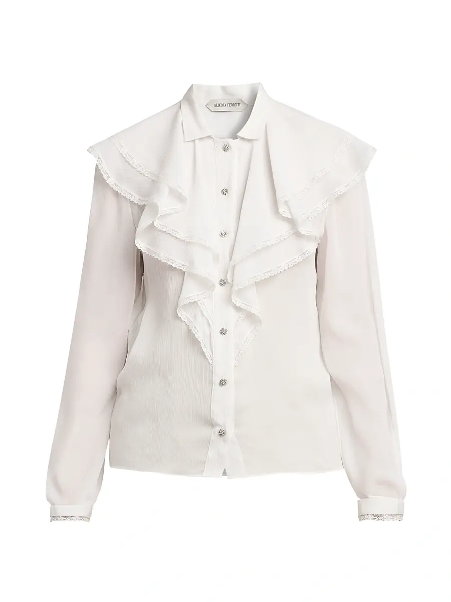 Alberta Ferretti Women's Ruffled Button-Front Blouse | Image 1 Alberta Ferretti Women's Ruffled Button-Front Blouse | Image 1