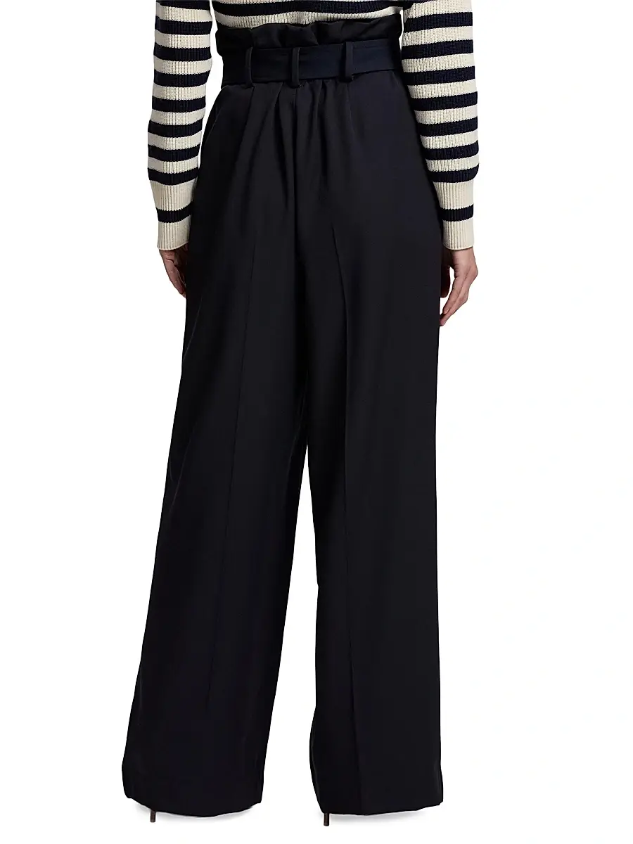 Ralph Lauren Collection Women's Alan Wool High-Rise Wide-Leg Paperbag Pants | Thumbnail 5