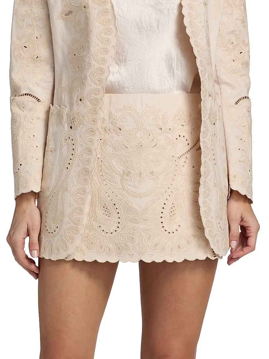 Kobi Halperin Women's Natalie Linen-Cotton Embroidered Pencil Miniskirt | Thumbnail 3 Kobi Halperin Women's Natalie Linen-Cotton Embroidered Pencil Miniskirt | Thumbnail 3