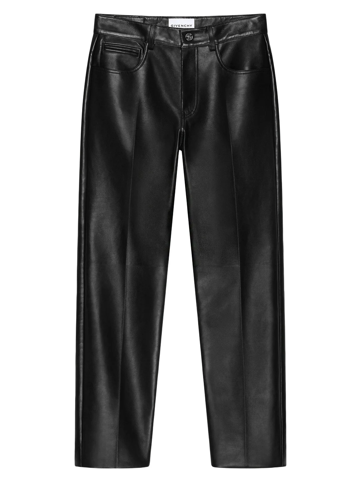 Men's Straight Leg Trousers in Leather - Black Men's Straight Leg Trousers in Leather - Black