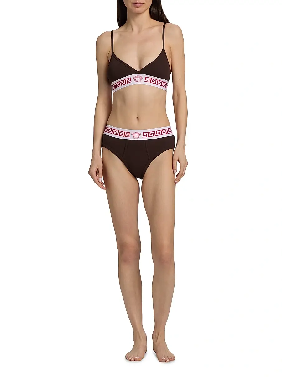 Versace Women's Slip Cotton Rib Briefs | Thumbnail 2