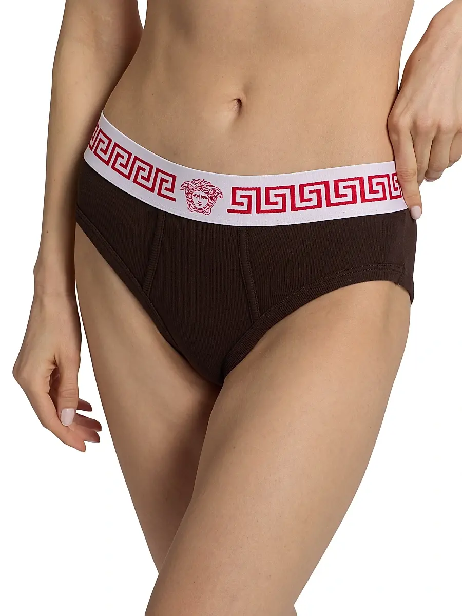 Versace Women's Slip Cotton Rib Briefs | Thumbnail 5