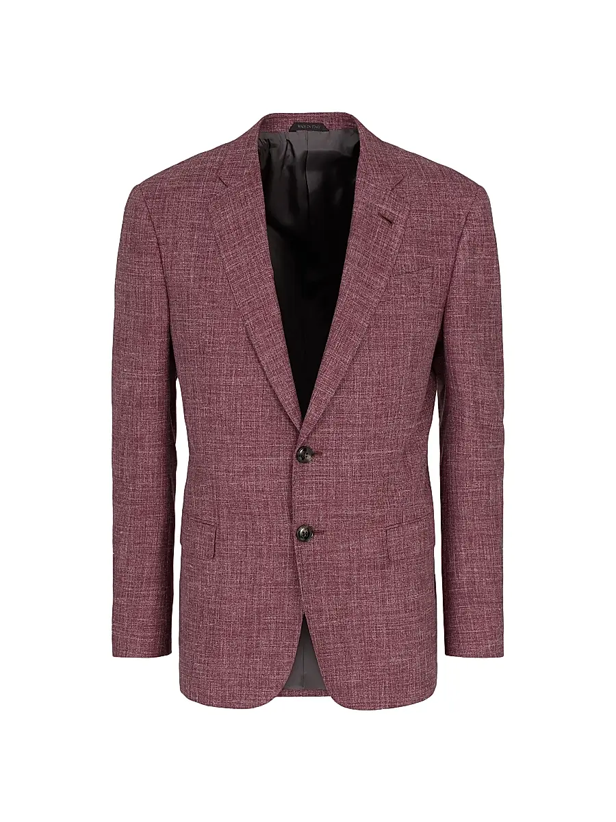 Giorgio Armani Men's Virgin Wool-Silk Blend Textured Sport Coat - Dusty Rose - Size 44 | Image 1 Giorgio Armani Men's Virgin Wool-Silk Blend Textured Sport Coat - Dusty Rose - Size 44 | Image 1