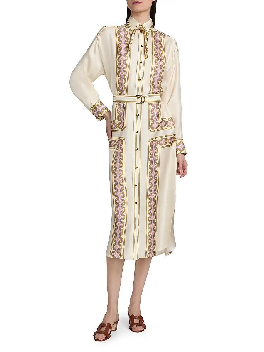 Zimmermann Women's Luna Retro-Print Silk Midi-Shirtdress | Thumbnail 2