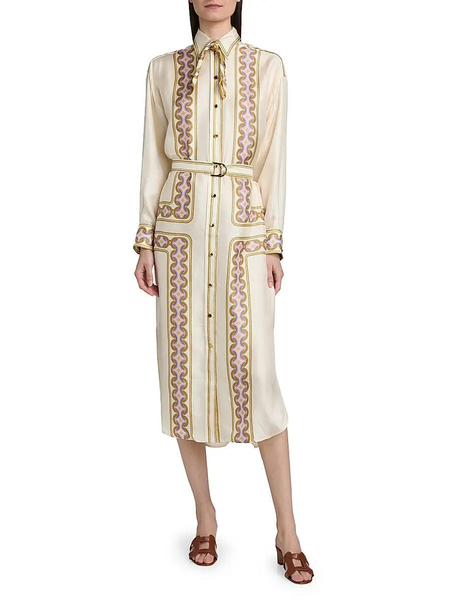 Zimmermann Women's Luna Retro-Print Silk Midi-Shirtdress | Thumbnail 3