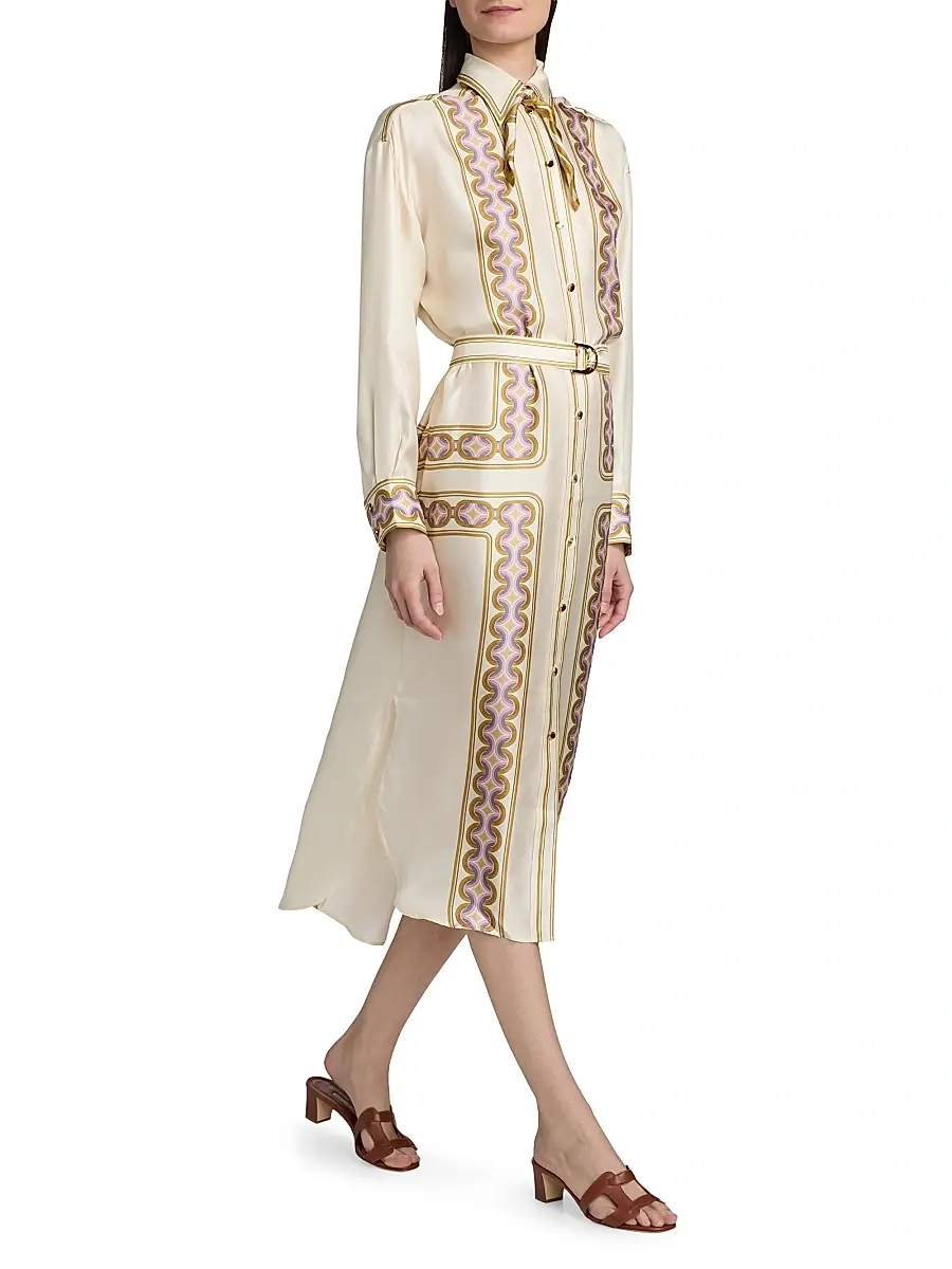 Zimmermann Women's Luna Retro-Print Silk Midi-Shirtdress | Thumbnail 4