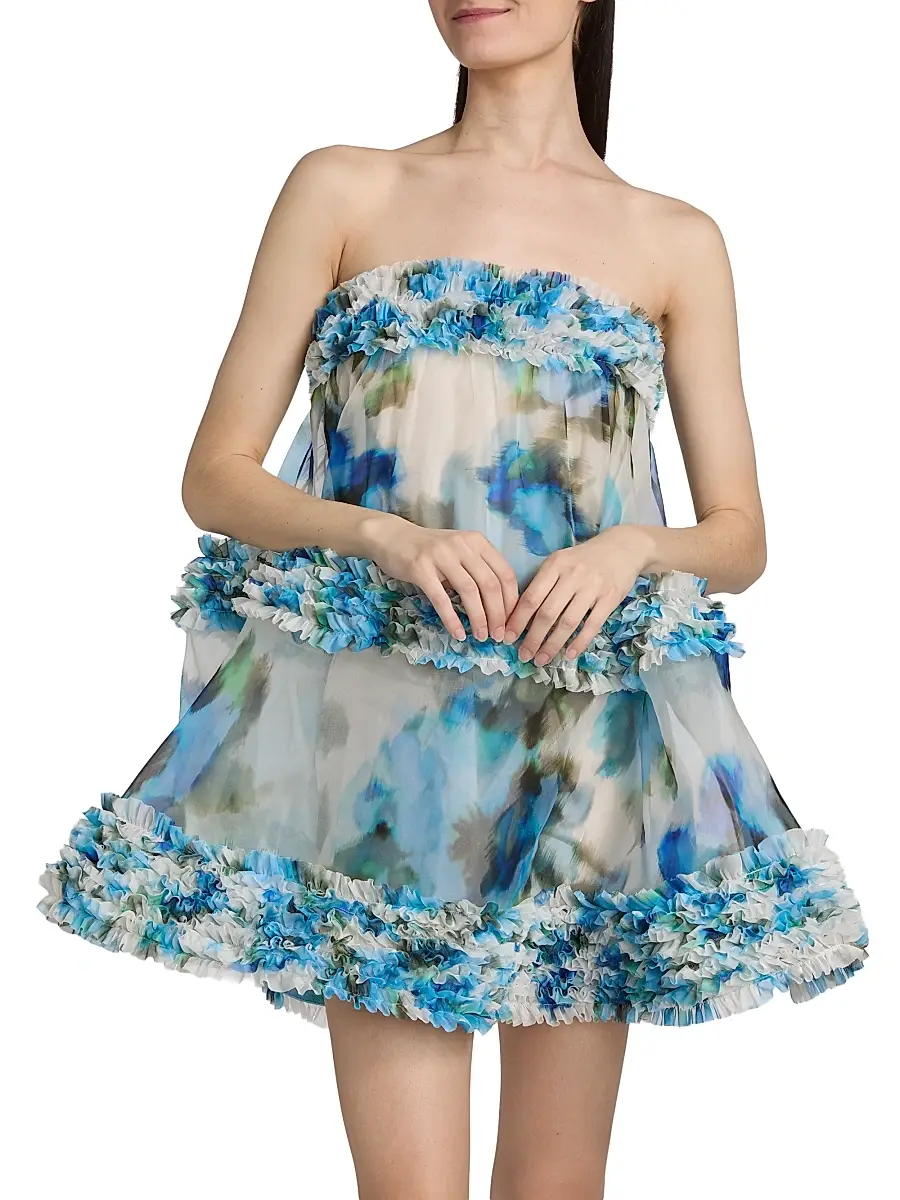 Zimmermann Women's Alchemy Ruffle Floral Strapless Minidress | Thumbnail 3 Zimmermann Women's Alchemy Ruffle Floral Strapless Minidress | Thumbnail 3