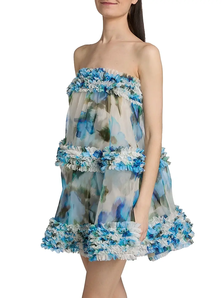 Zimmermann Women's Alchemy Ruffle Floral Strapless Minidress | Thumbnail 4 Zimmermann Women's Alchemy Ruffle Floral Strapless Minidress | Thumbnail 4