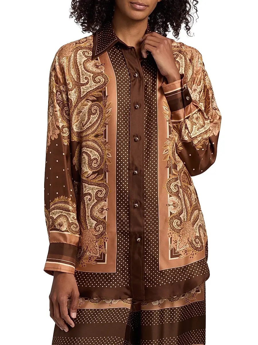 Zimmermann Women's Luna Printed Silk Button-Front Shirt | Thumbnail 3 Zimmermann Women's Luna Printed Silk Button-Front Shirt | Thumbnail 3