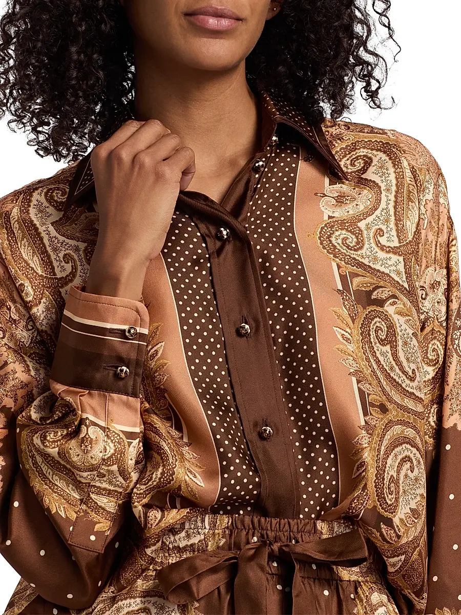 Zimmermann Women's Luna Printed Silk Button-Front Shirt | Thumbnail 6 Zimmermann Women's Luna Printed Silk Button-Front Shirt | Thumbnail 6