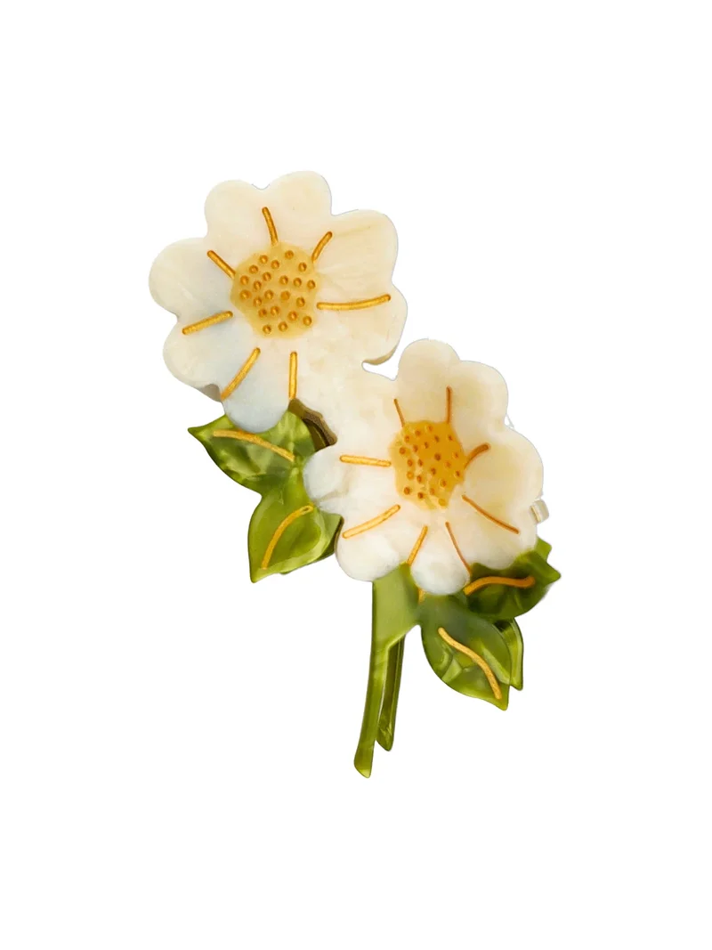 Hand-painted Vintage Daisy Stem Claw Hair Clip