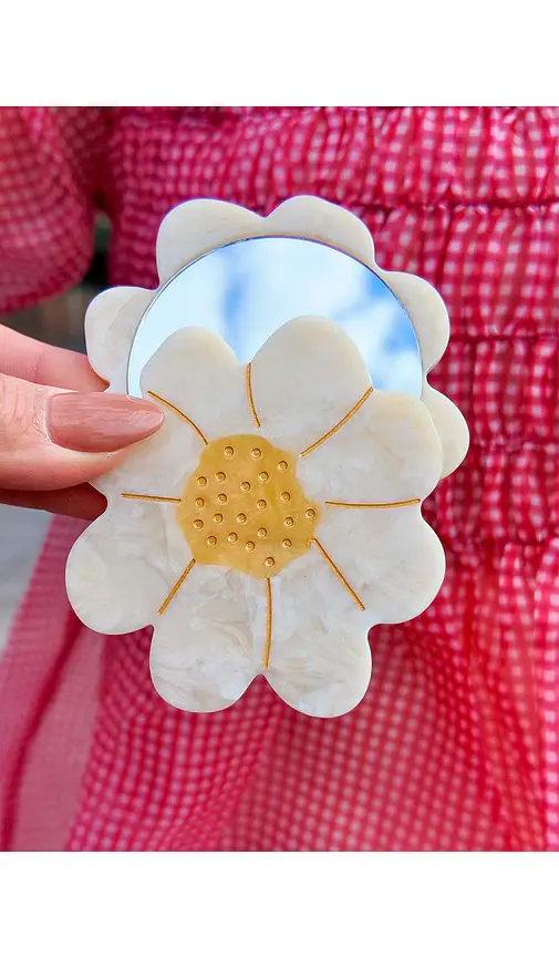Solar Eclipse Hand-painted Vintage Daisy Compact Mirror | Thumbnail 2
