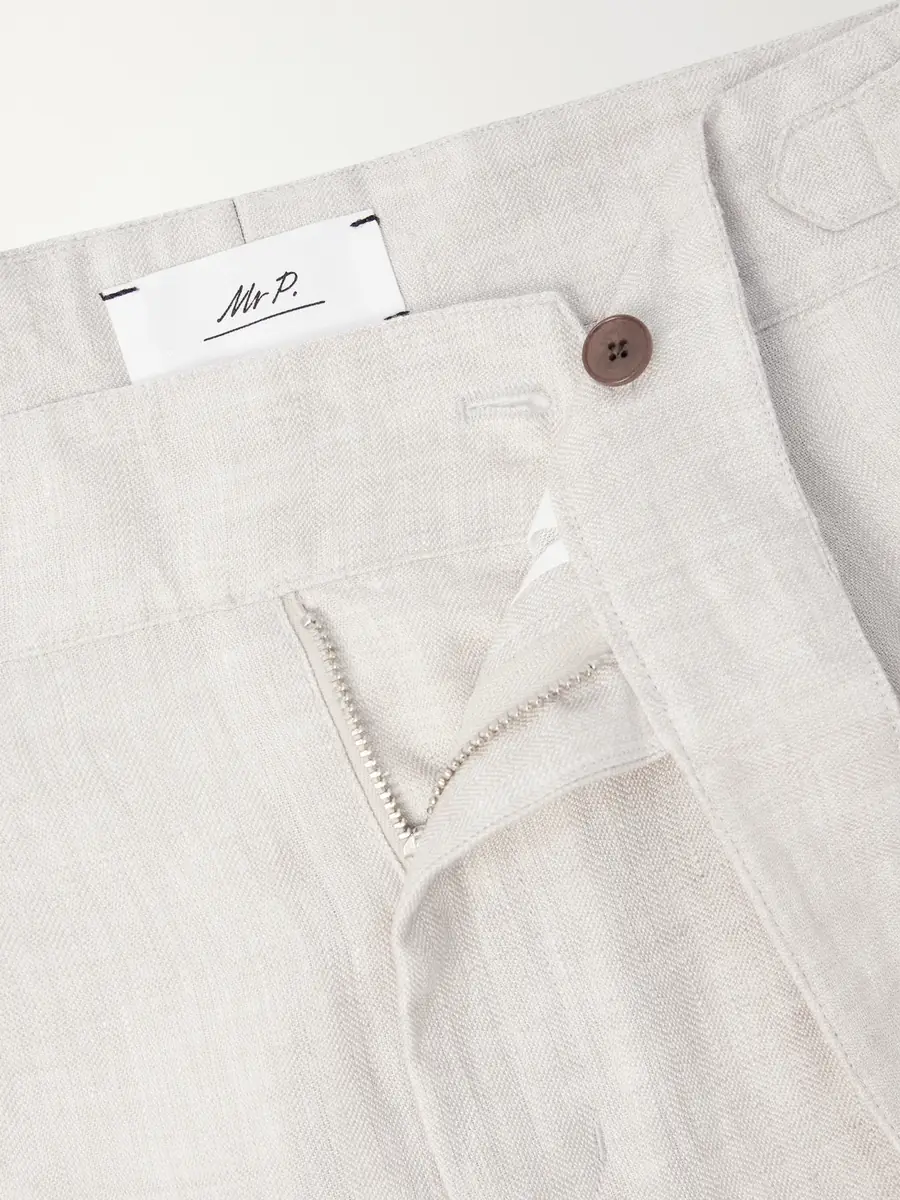 MR P. Steve Tapered Pleated Herringbone Linen Trousers - Men | Thumbnail 6 MR P. Steve Tapered Pleated Herringbone Linen Trousers - Men | Thumbnail 6