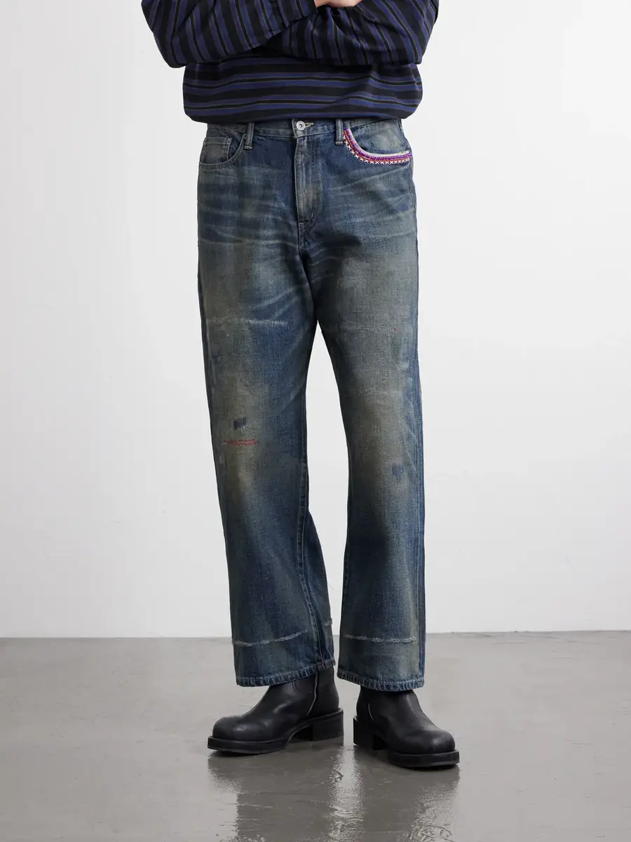 Neighborhood Savage Wide-Leg Bead-Embellished Distressed Jeans - Men | Thumbnail 3