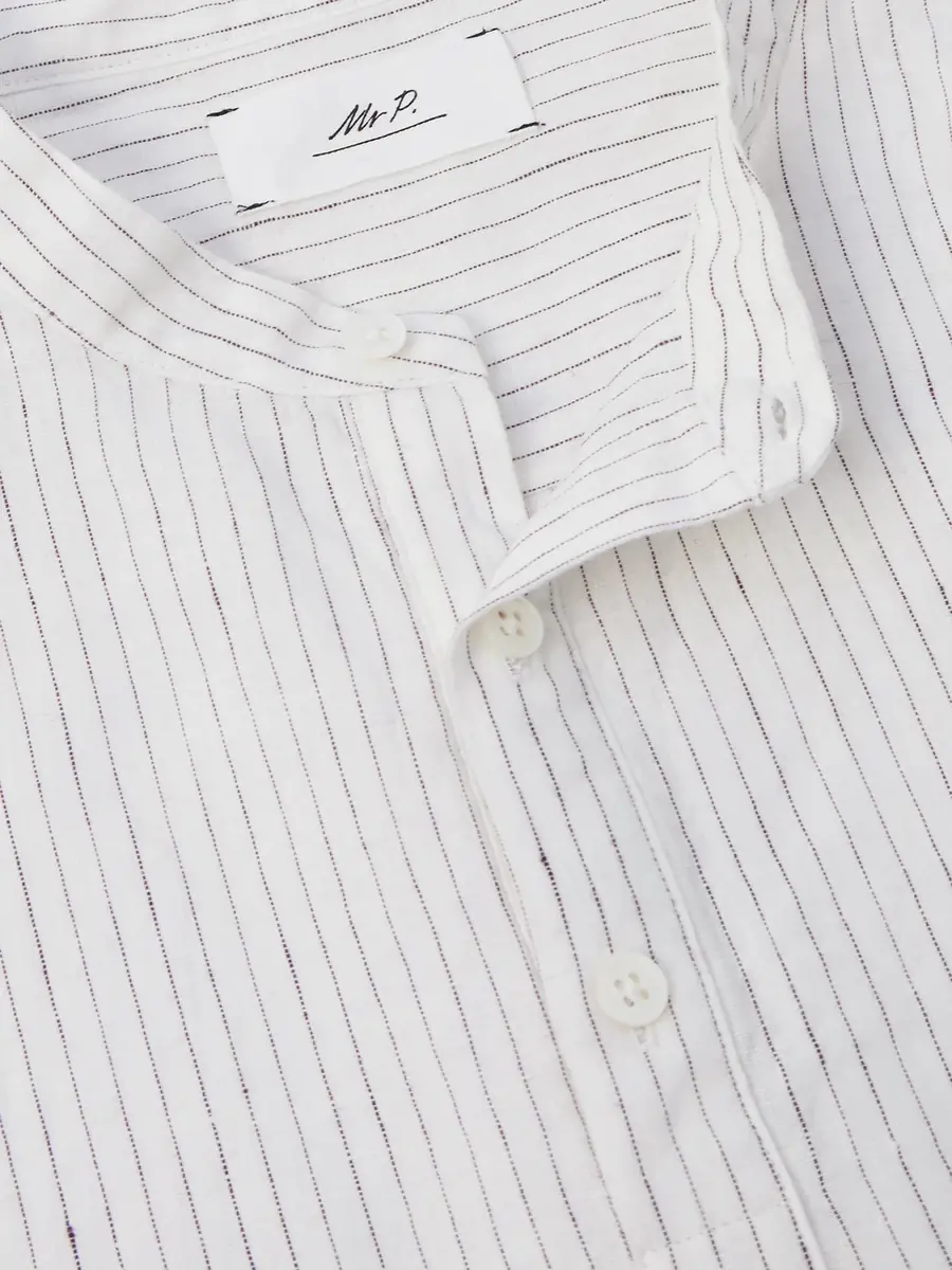 MR P. Grandad-Collar Pinstriped Linen Shirt - Men | Thumbnail 5 MR P. Grandad-Collar Pinstriped Linen Shirt - Men | Thumbnail 5