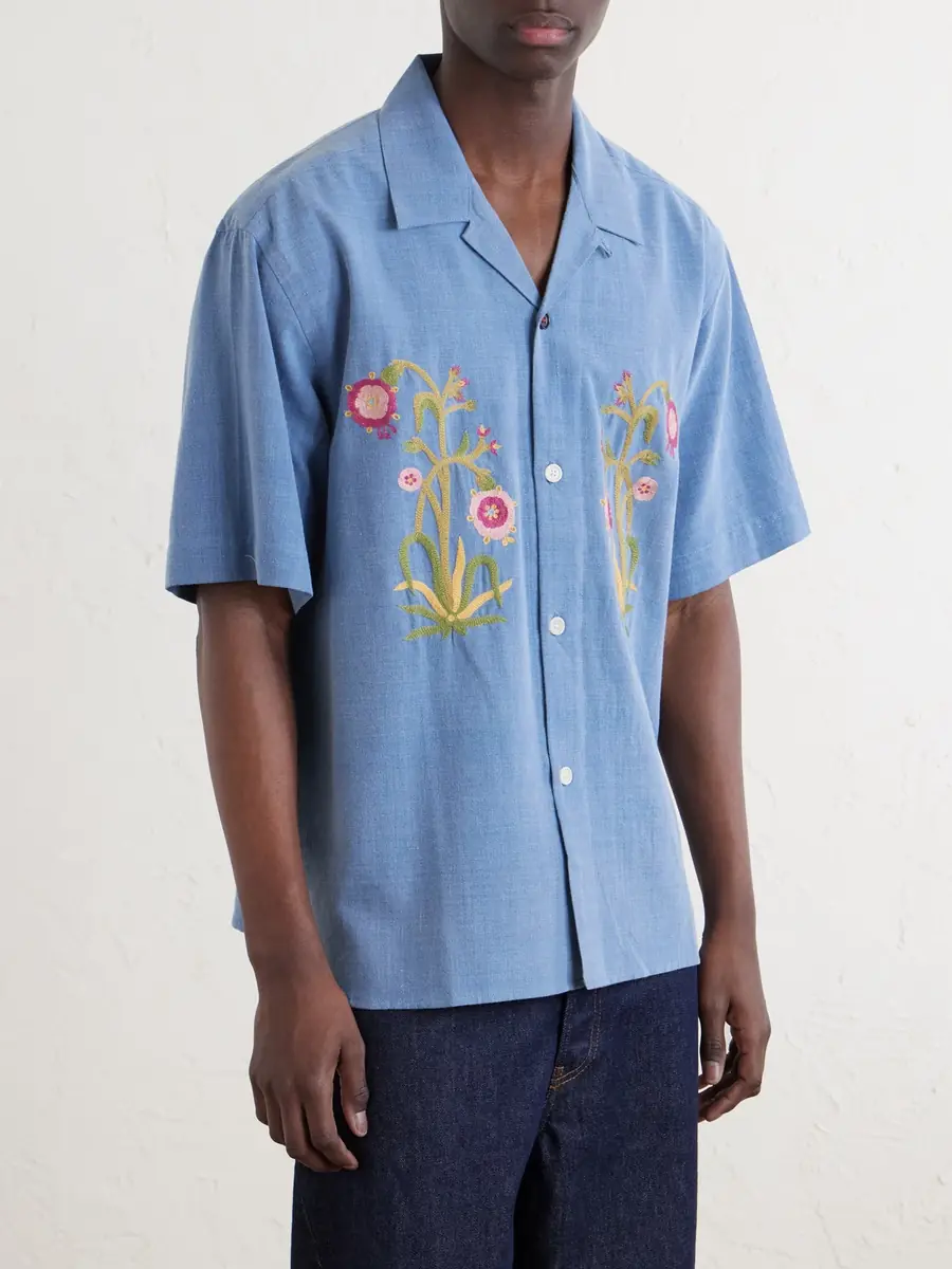 Kardo Ronen Convertible-Collar Embroidered Cotton Shirt - Men | Thumbnail 3 Kardo Ronen Convertible-Collar Embroidered Cotton Shirt - Men | Thumbnail 3